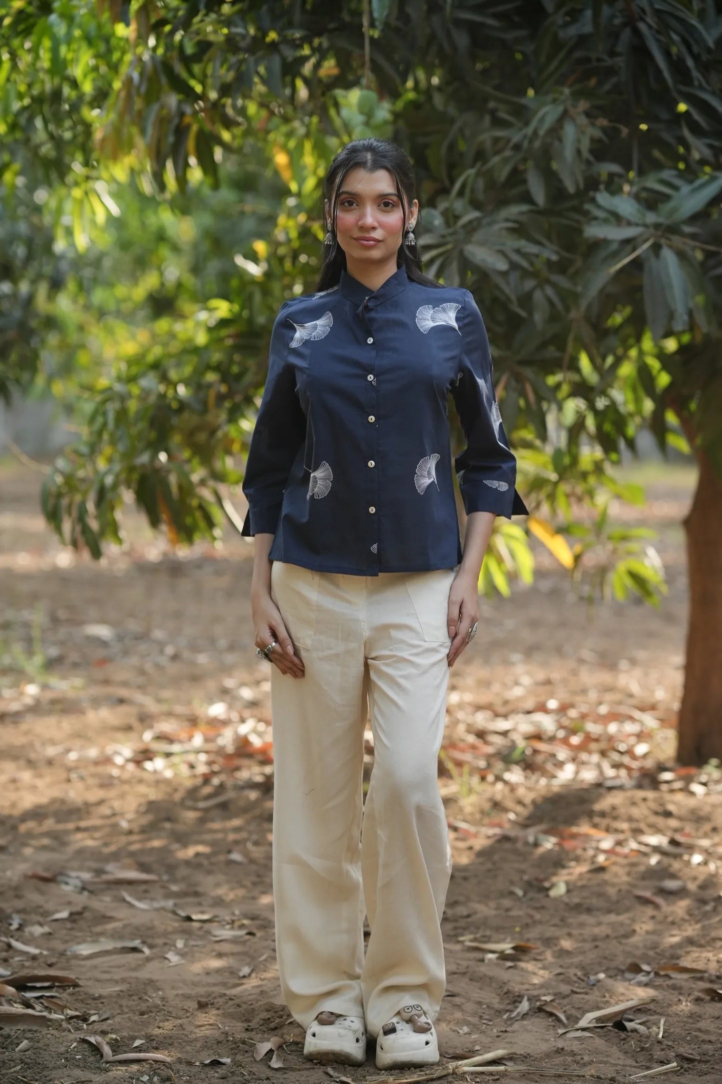 Midnight Leaf Cotton Shirt