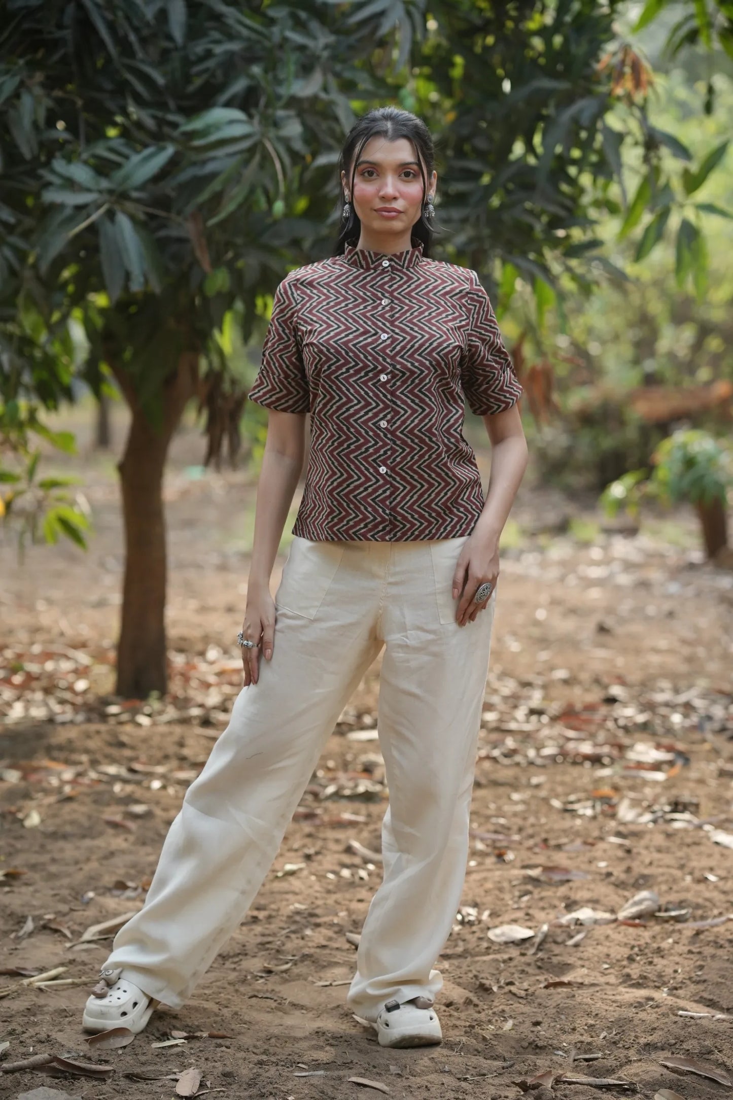 Rust Chevron Cotton Shirt