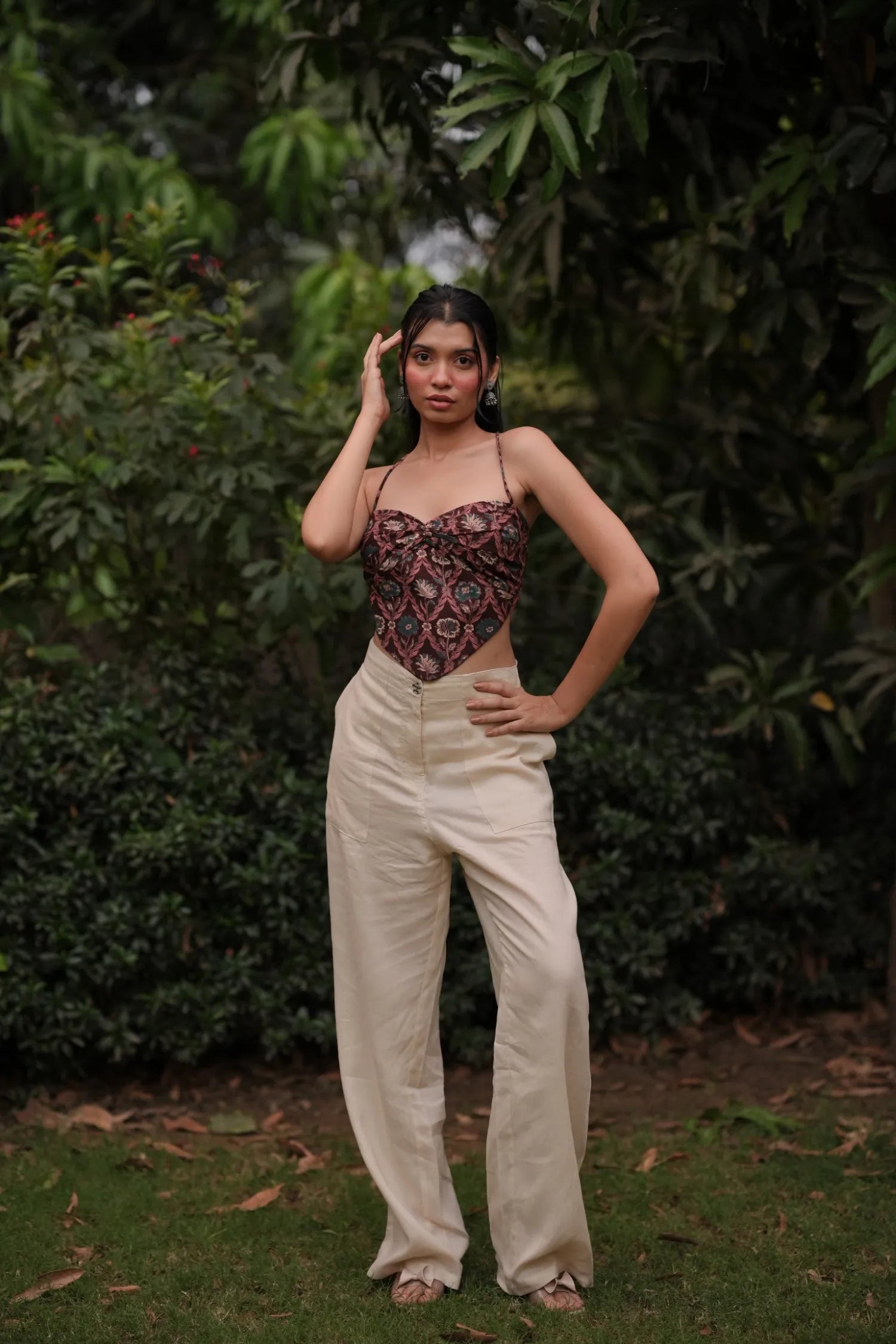 Cocoa Floral Sweetheart Handkerchief Corset top