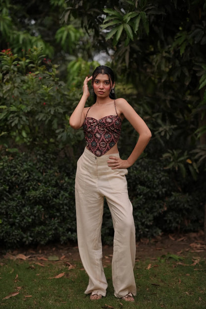 Cocoa Floral Sweetheart Handkerchief Corset top