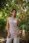 Lilac Floral Sleeveless Corset Kurti