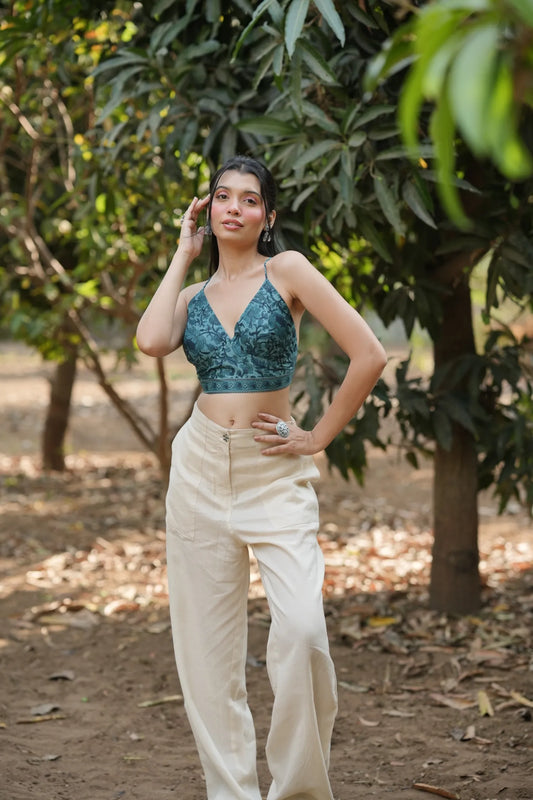 Teal floral Vine Bralette