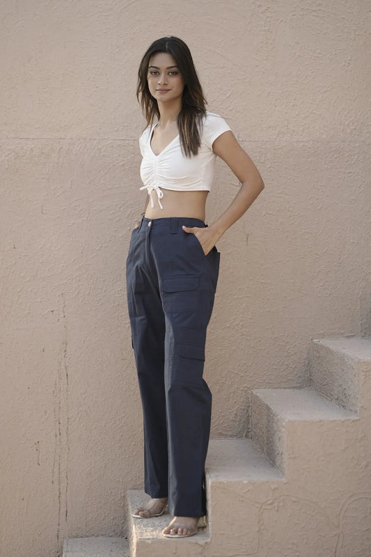 Women’s Relaxed Fit Utility Cargo Pants Navy