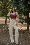 Wine Floral Buta Bralette