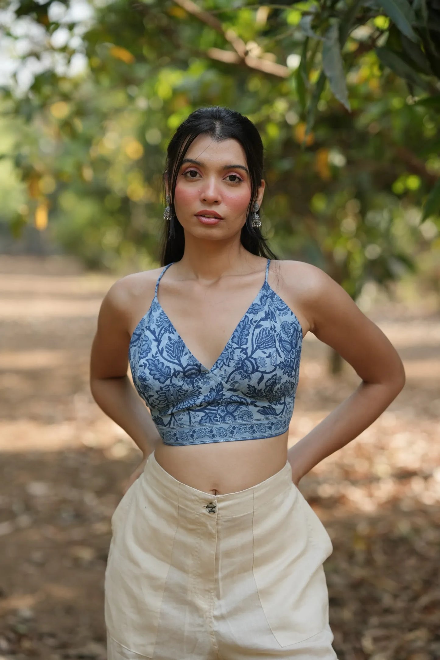 Sky Blue Buta Floral Bralette