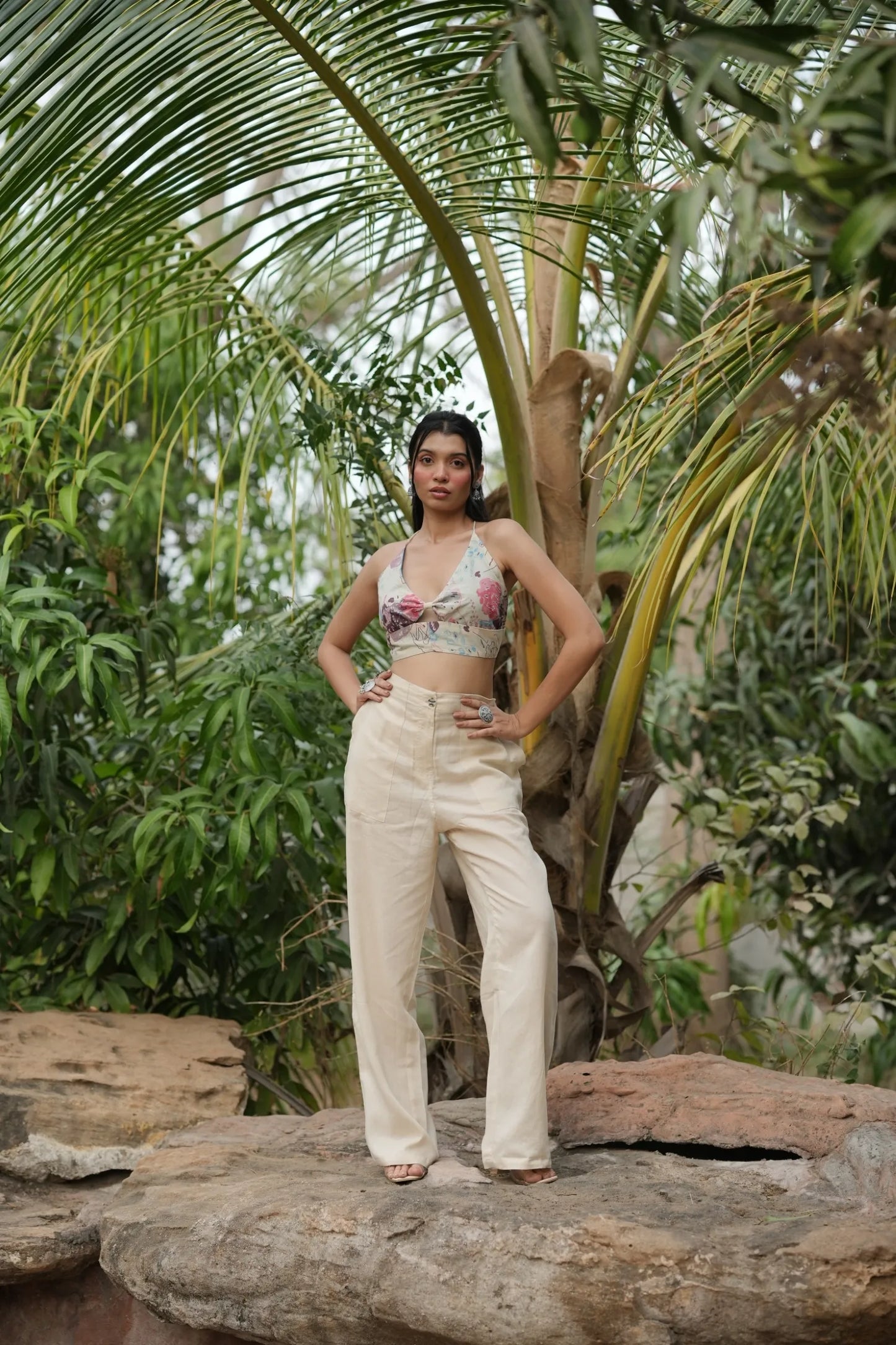 Ivory Abstract Print Bralette