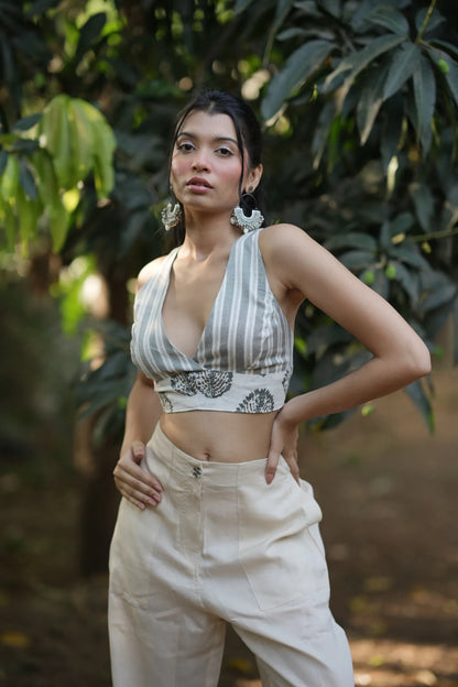 White Black Stripe Bralette