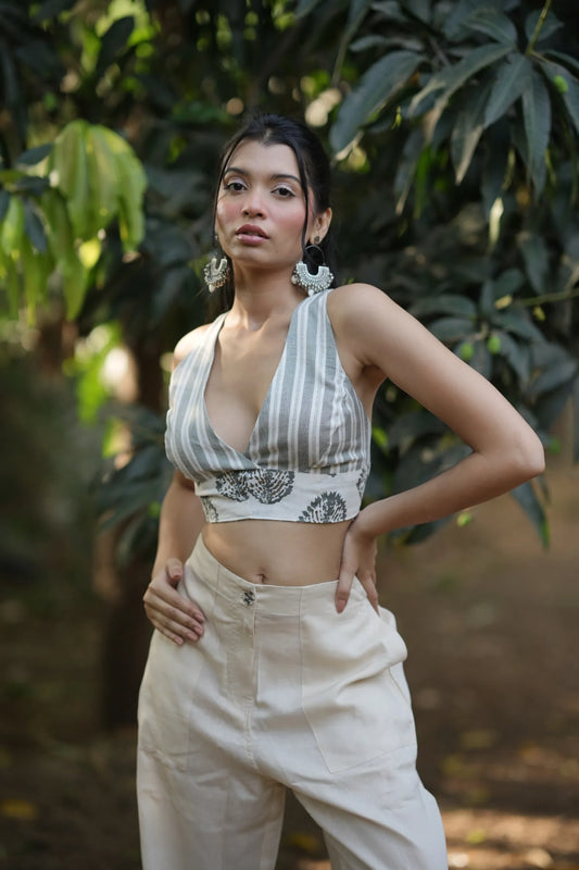 White Black Stripe Bralette