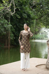 Brown Handblock Floral Print Kurti