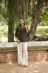 Dark Brown Linen Short Kurta