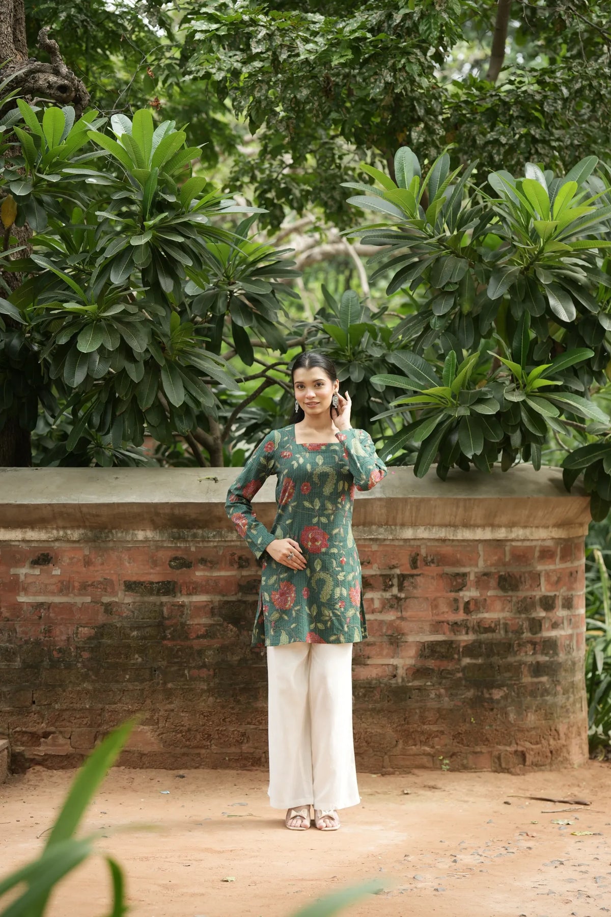 Green Floral Print Kurti