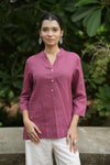 Mauve Pink Linen Short Kurta