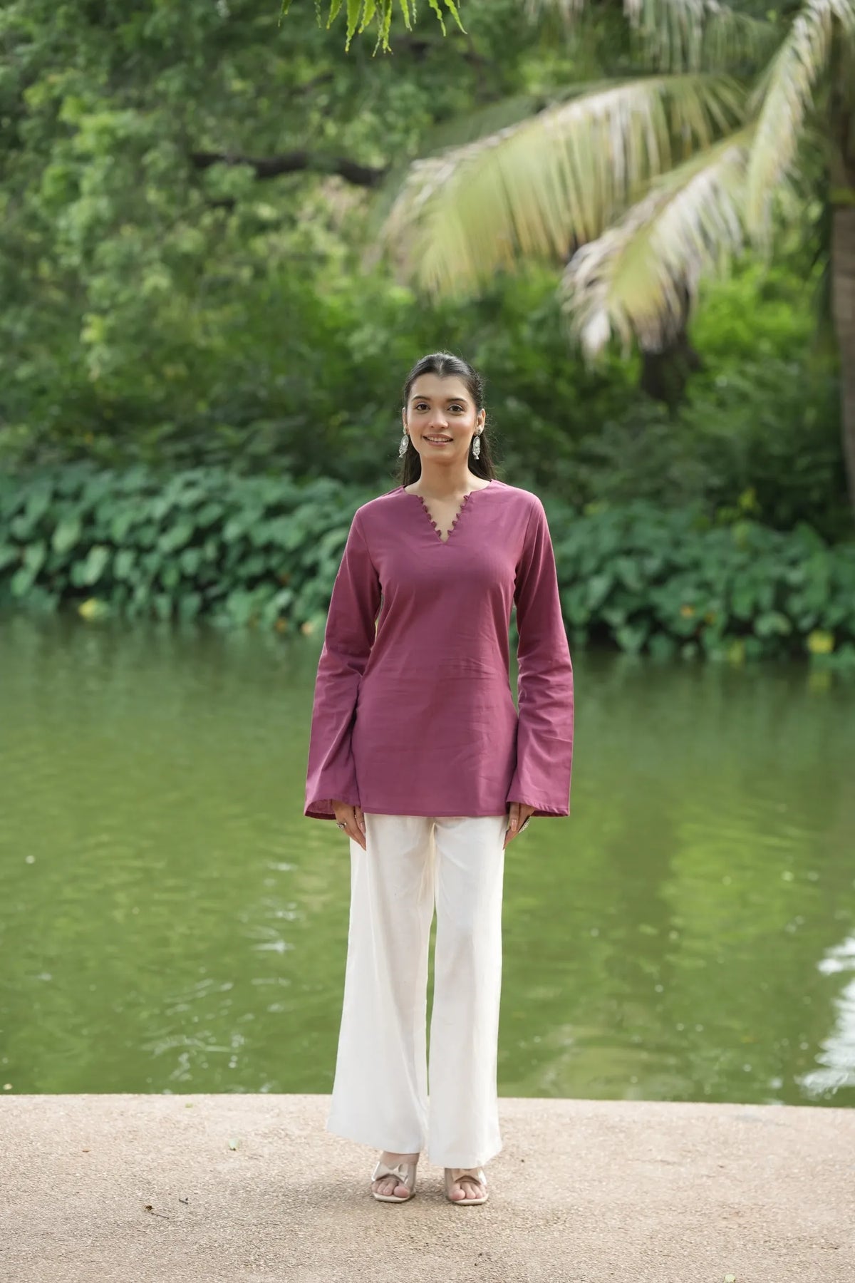 Mauve Pink Solid Lupi Kurti