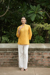 Mustard Yellow Linen Short Kurta