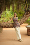 Navy Maroon Kalamkari Print Kurti