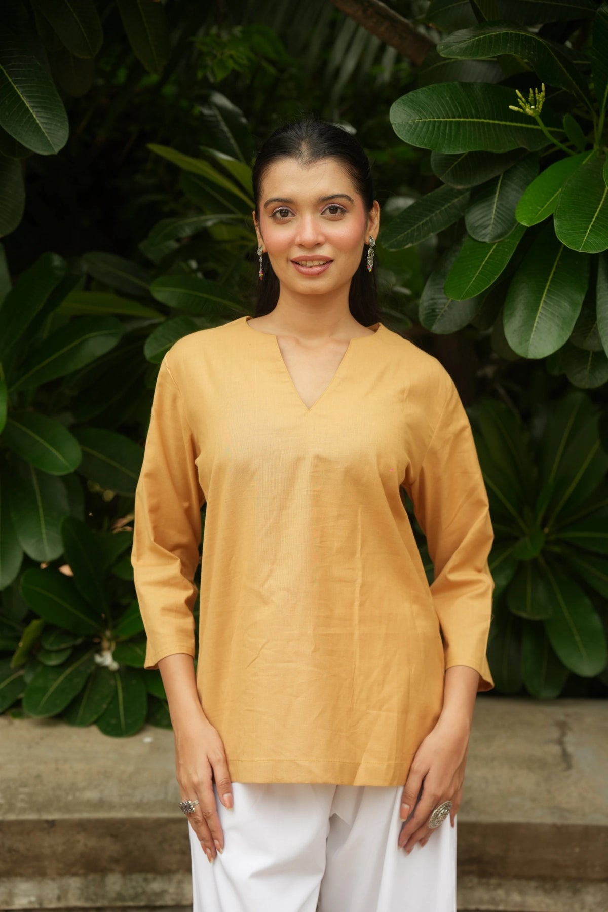 Yellow Cotton Short Kurta