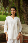 White Cotton Short Kurta