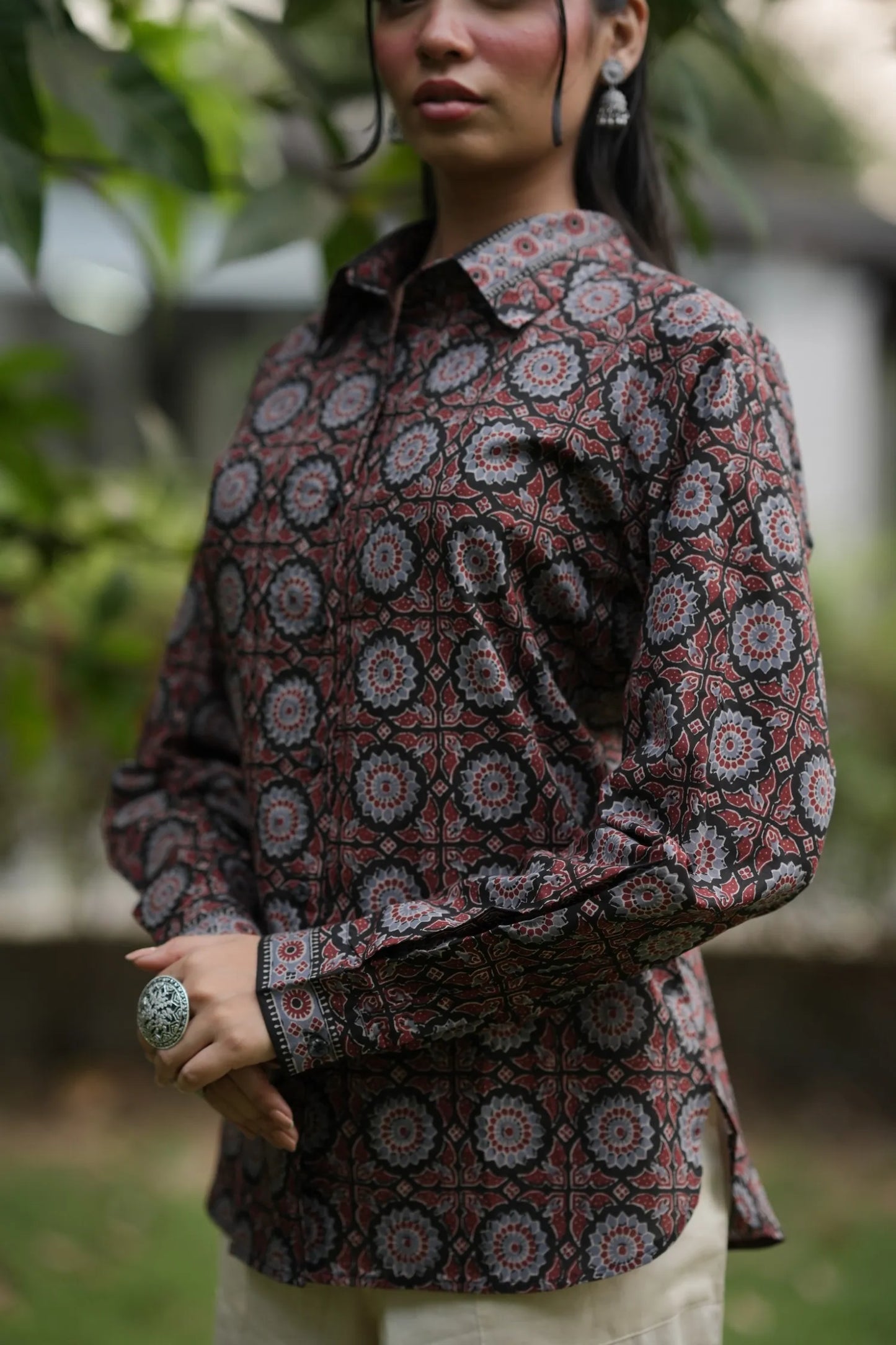 Black Ajrakh Print Cotton Shirt