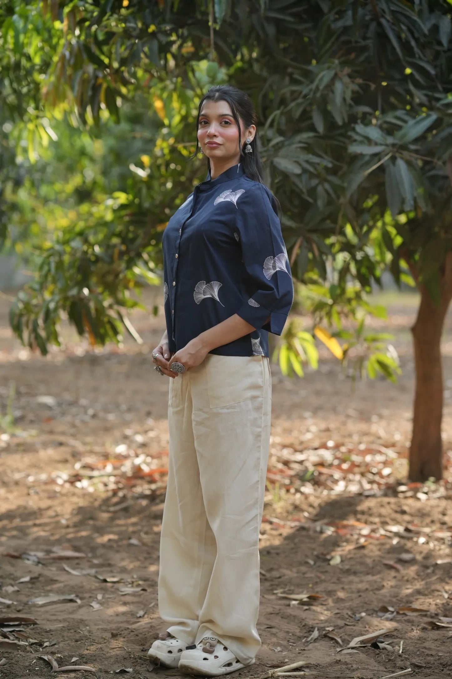 Midnight Leaf Cotton Shirt
