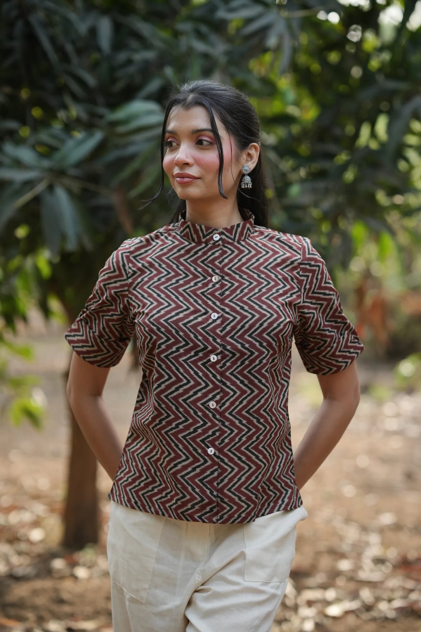 Rust Chevron Cotton Shirt