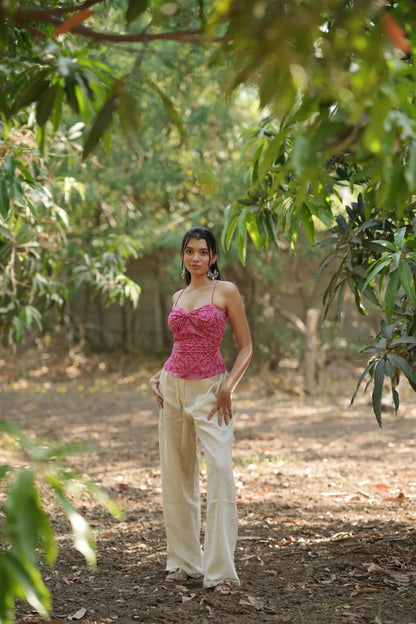 Hot Pink Bandhani Sweetheart Corset