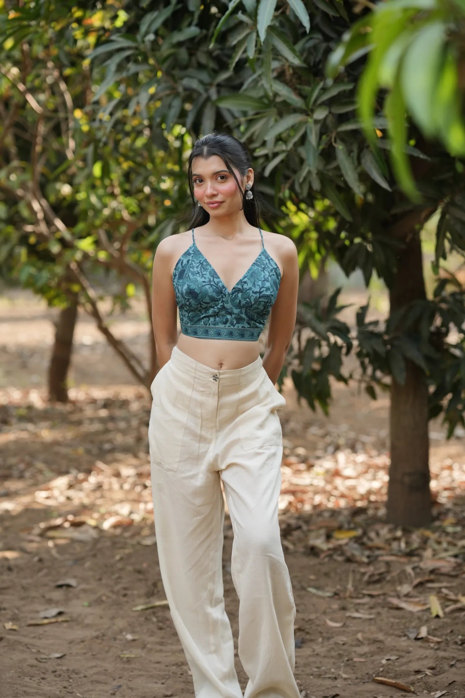 Teal floral Vine Bralette