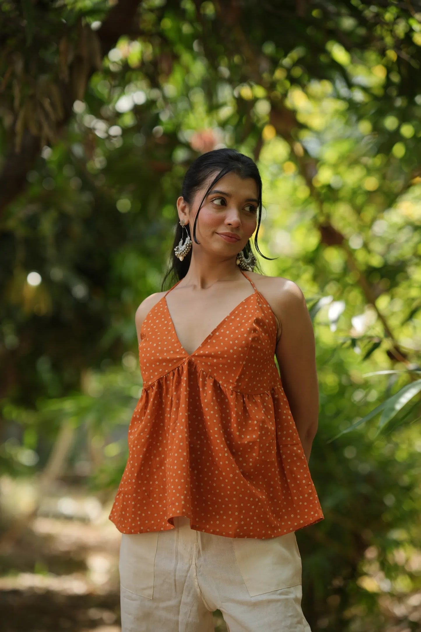 Marigold Polka Halter Neck Top
