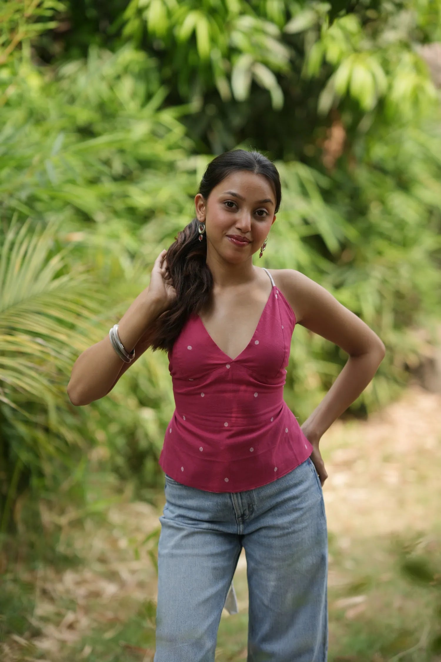 Hot Pink Buta Tie Back Top
