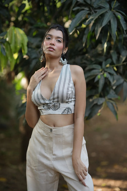 White Black Stripe Bralette