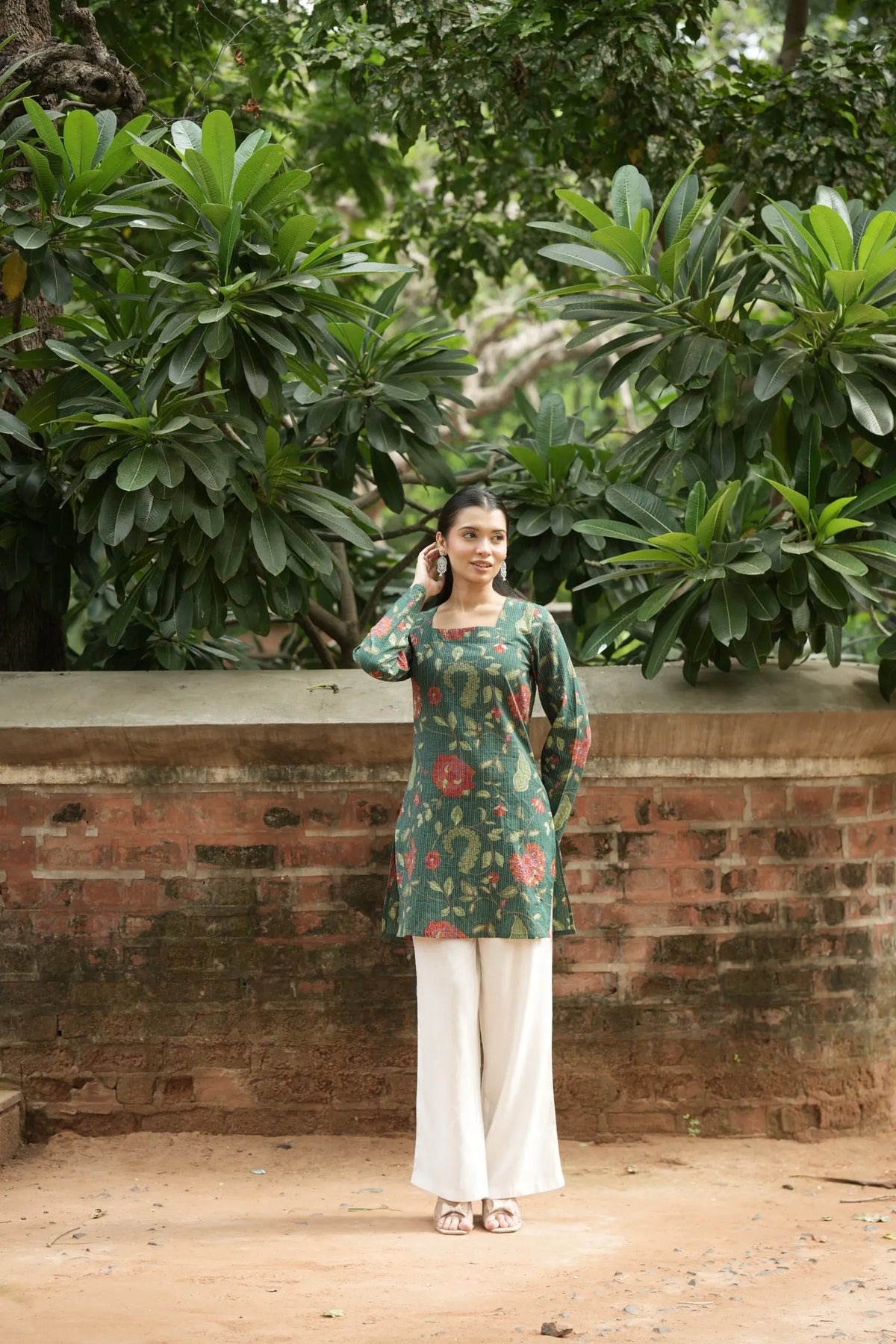 Green Floral Print Kurti
