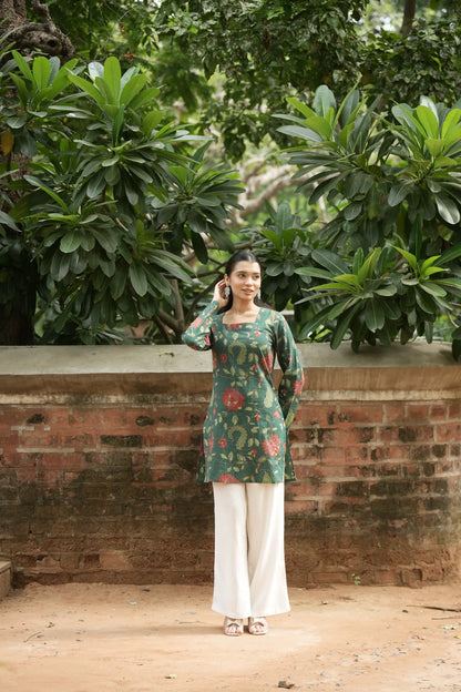 Green Floral Print Kurti