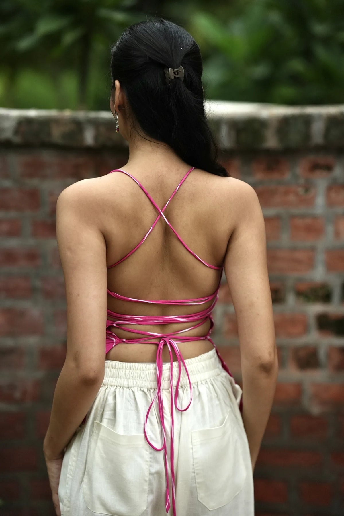 Pink Leheriya Print Corset Top