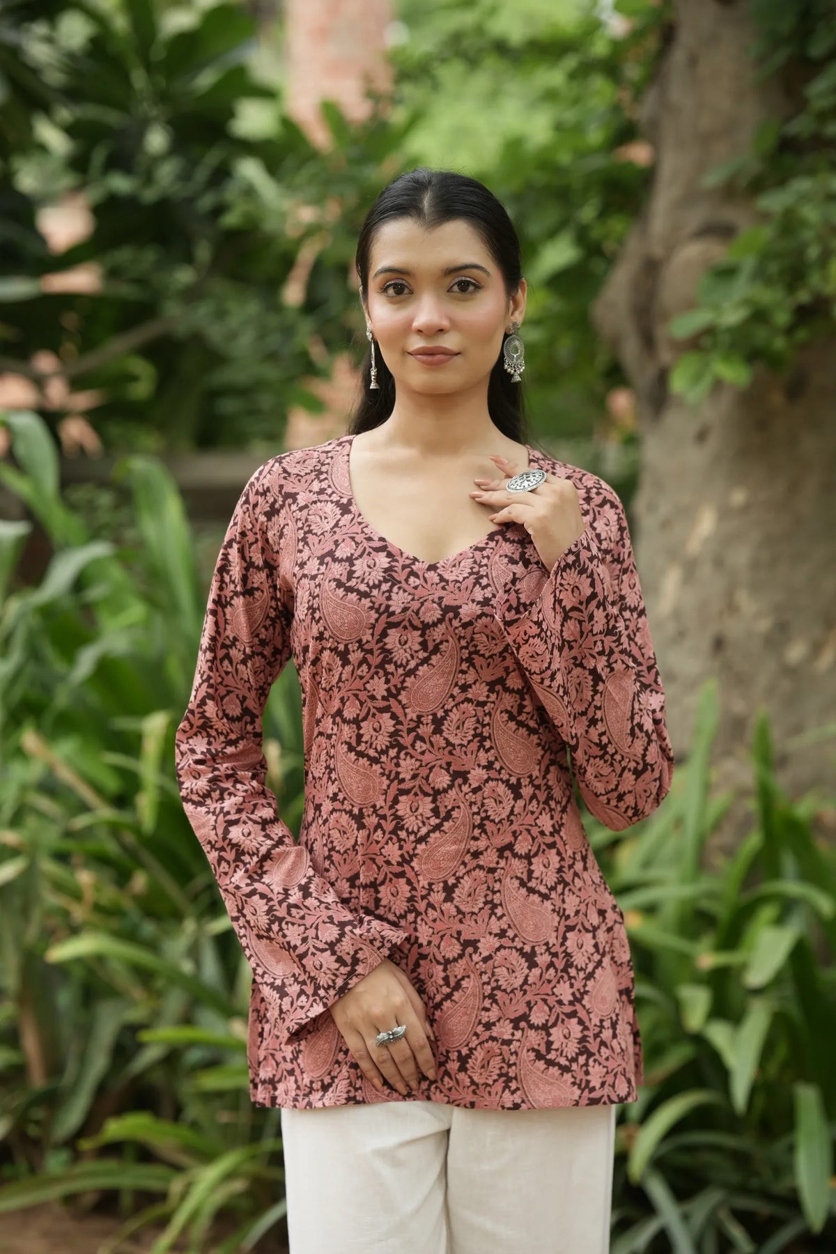Pink Paisley Floral Print Kurti
