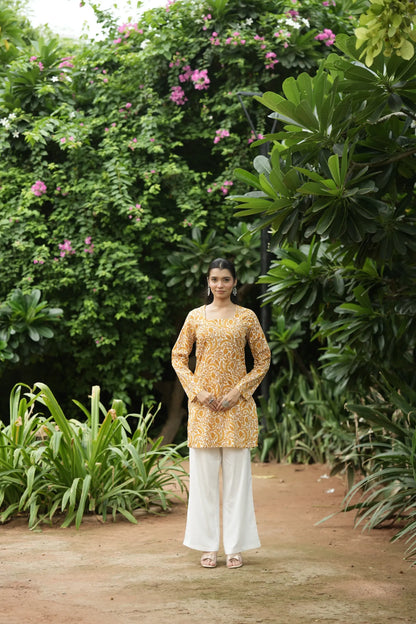 Yellow Floral Print Kurti