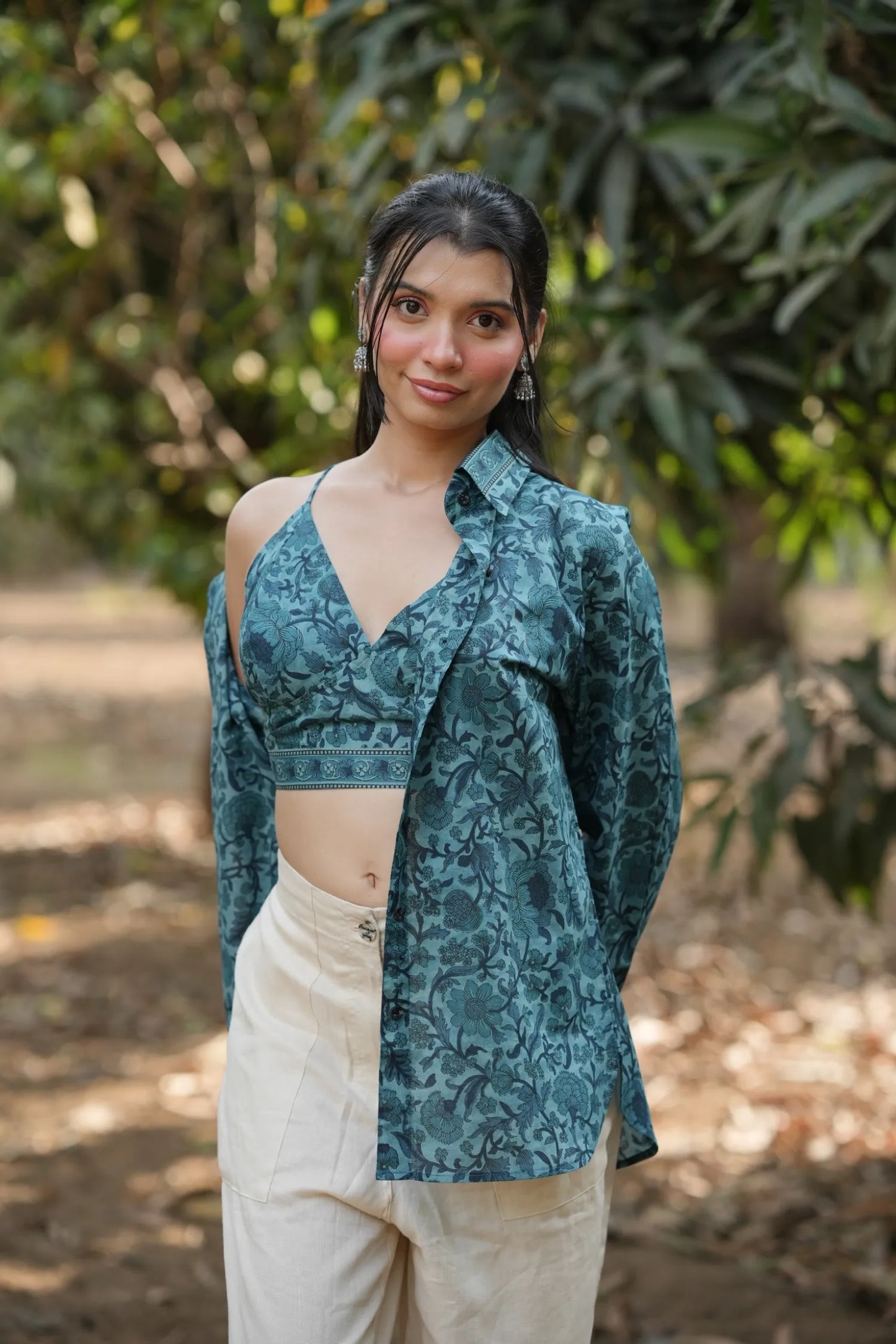 Teal Vine Bralette & Shirt Set