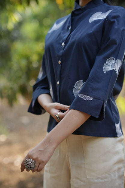 Midnight Leaf Cotton Shirt