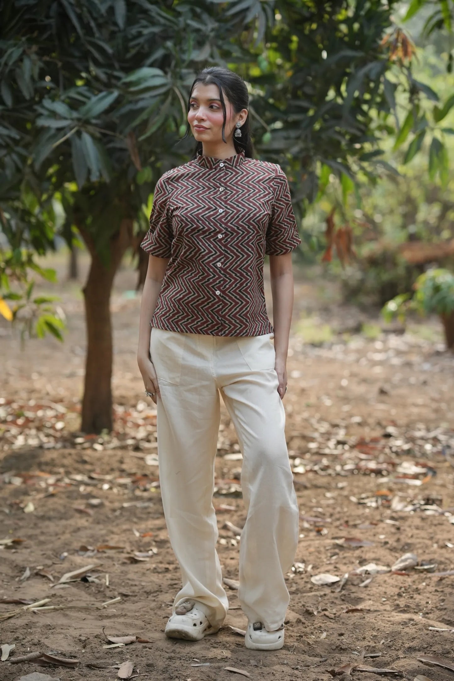 Rust Chevron Cotton Shirt