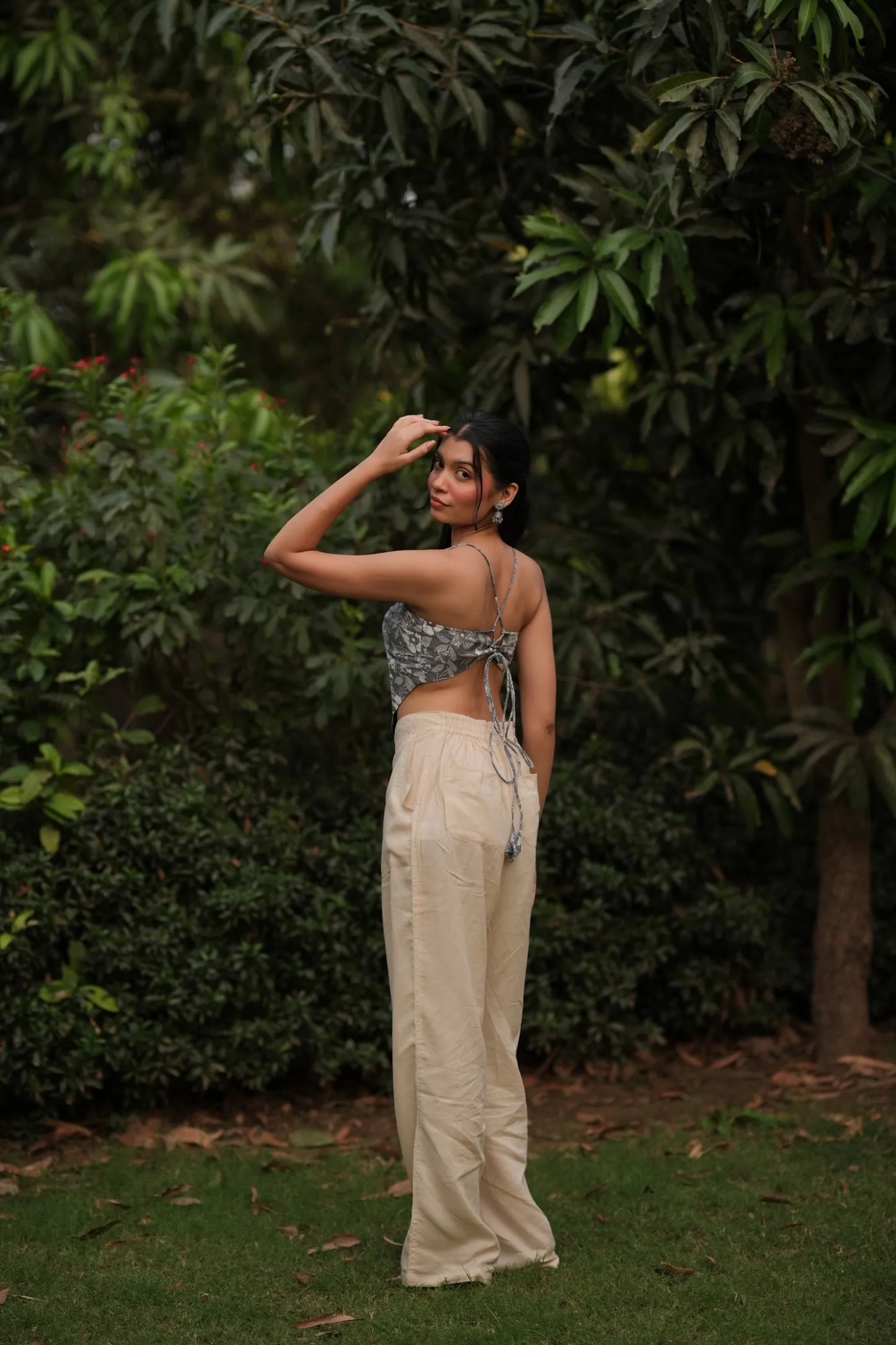 Grey Floral Sweetheart Handkerchief Corset Top