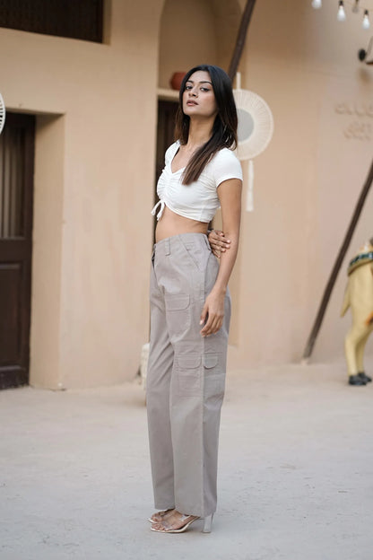 Women’s Relaxed Fit Utility Cargo Pants Grey