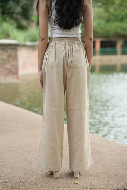 Beige Airy Linen Pants