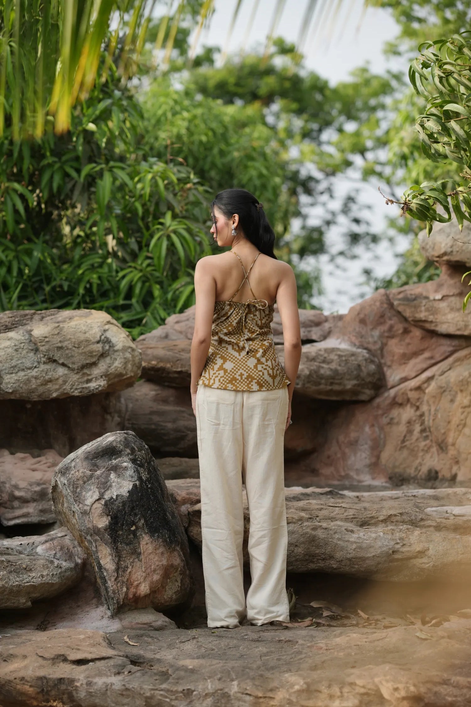 Mustard Ikat Strap Top