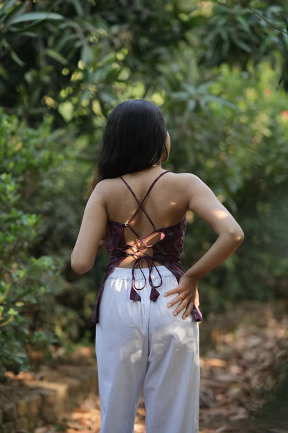 Wine Chevron Sweetheart Corset Top