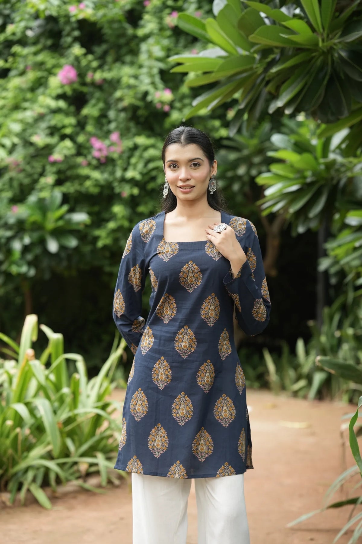 Indigo Blue Buta Print Kurti