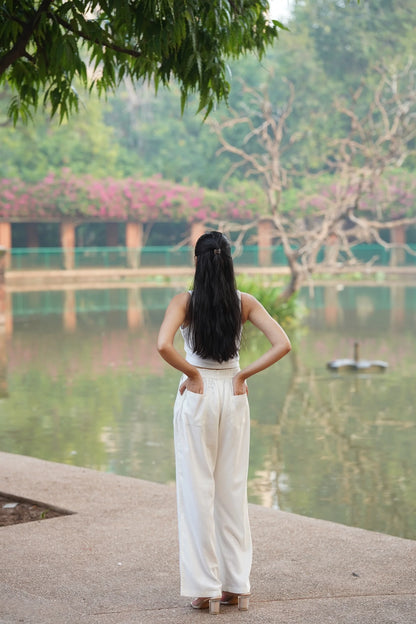 Ivory Airy Linen Pants
