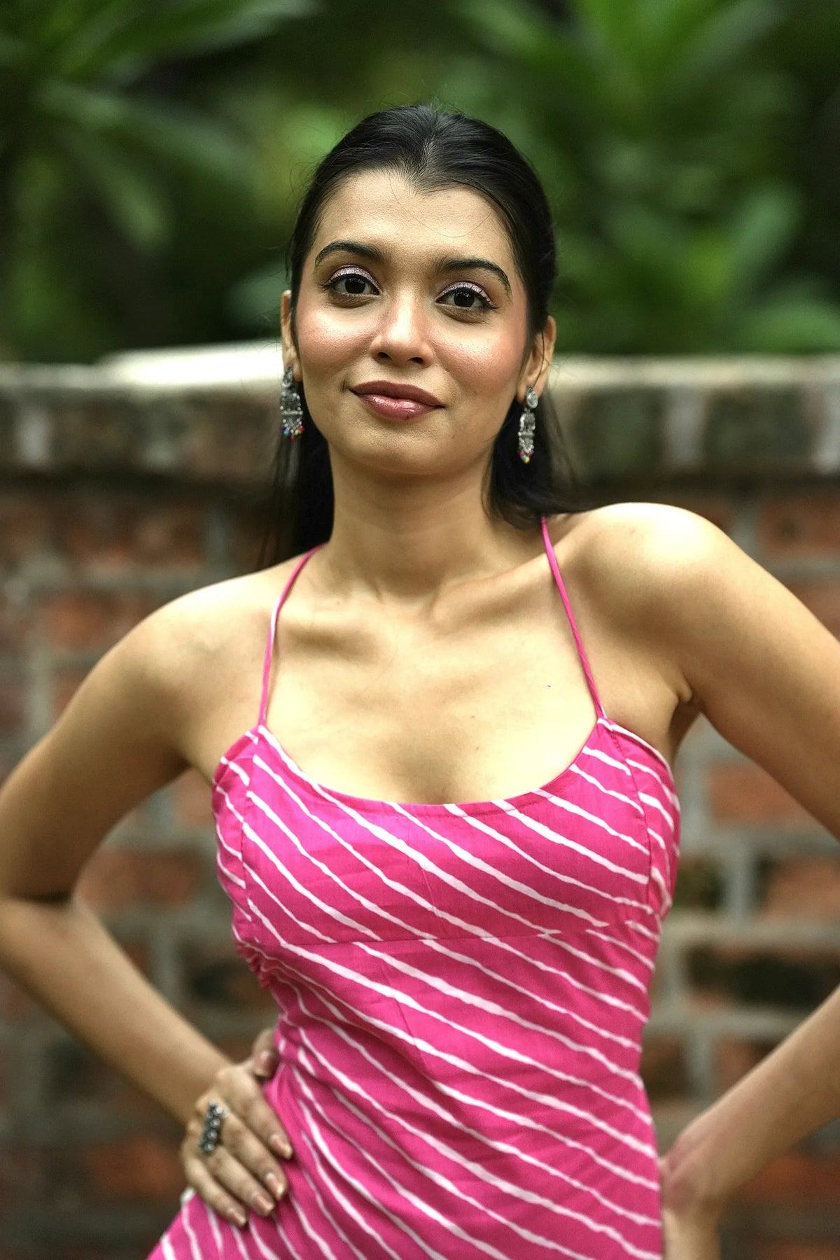 Pink Leheriya Print Corset Top
