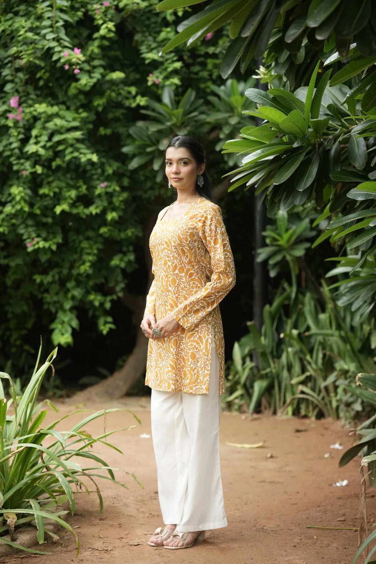 Yellow Floral Print Kurti
