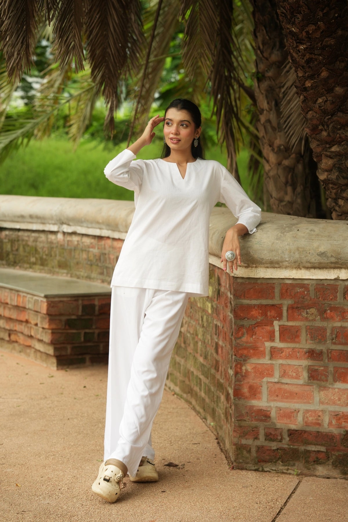 White Cotton Short Kurta