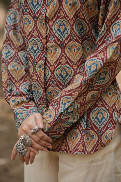 Rust Ikat Cotton Shirt