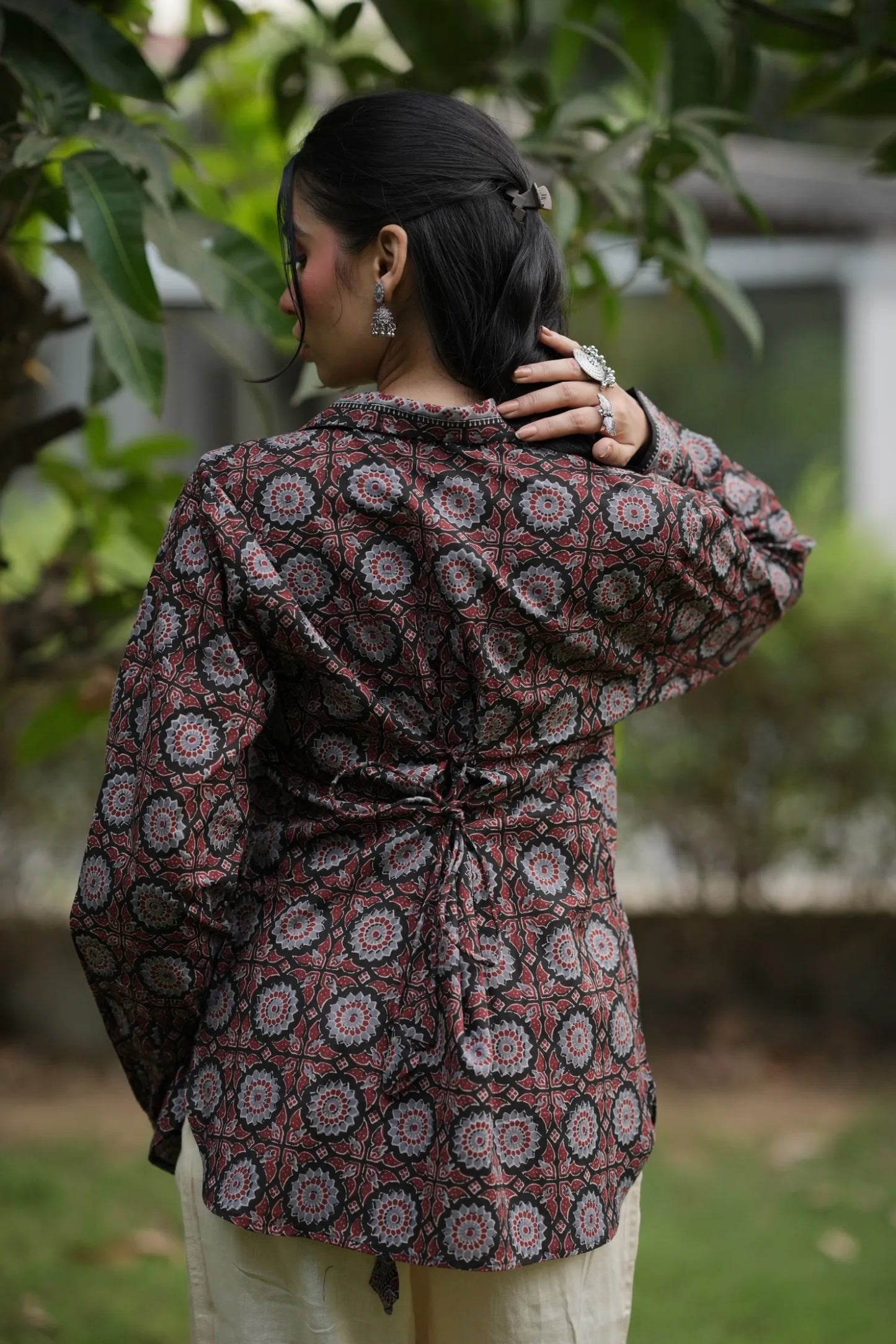 Black Ajrakh Print Cotton Shirt