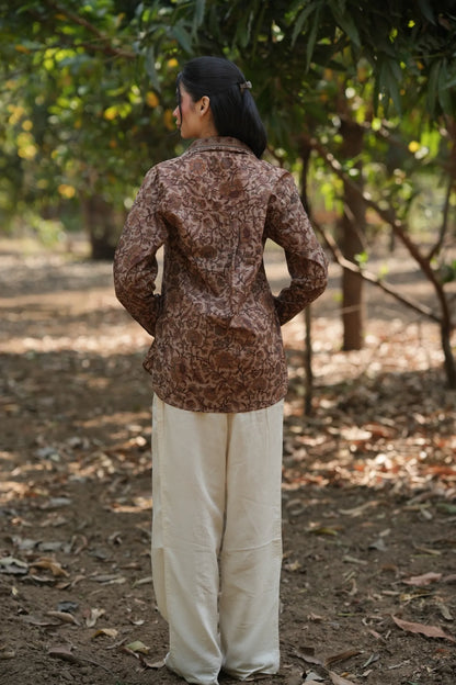 Mocha Bloom Cotton Shirt